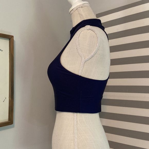 Fabletics Blue Shimmer Leilani Zip Front Built In Bra Tank Size Small NWT - Picture 4 of 10